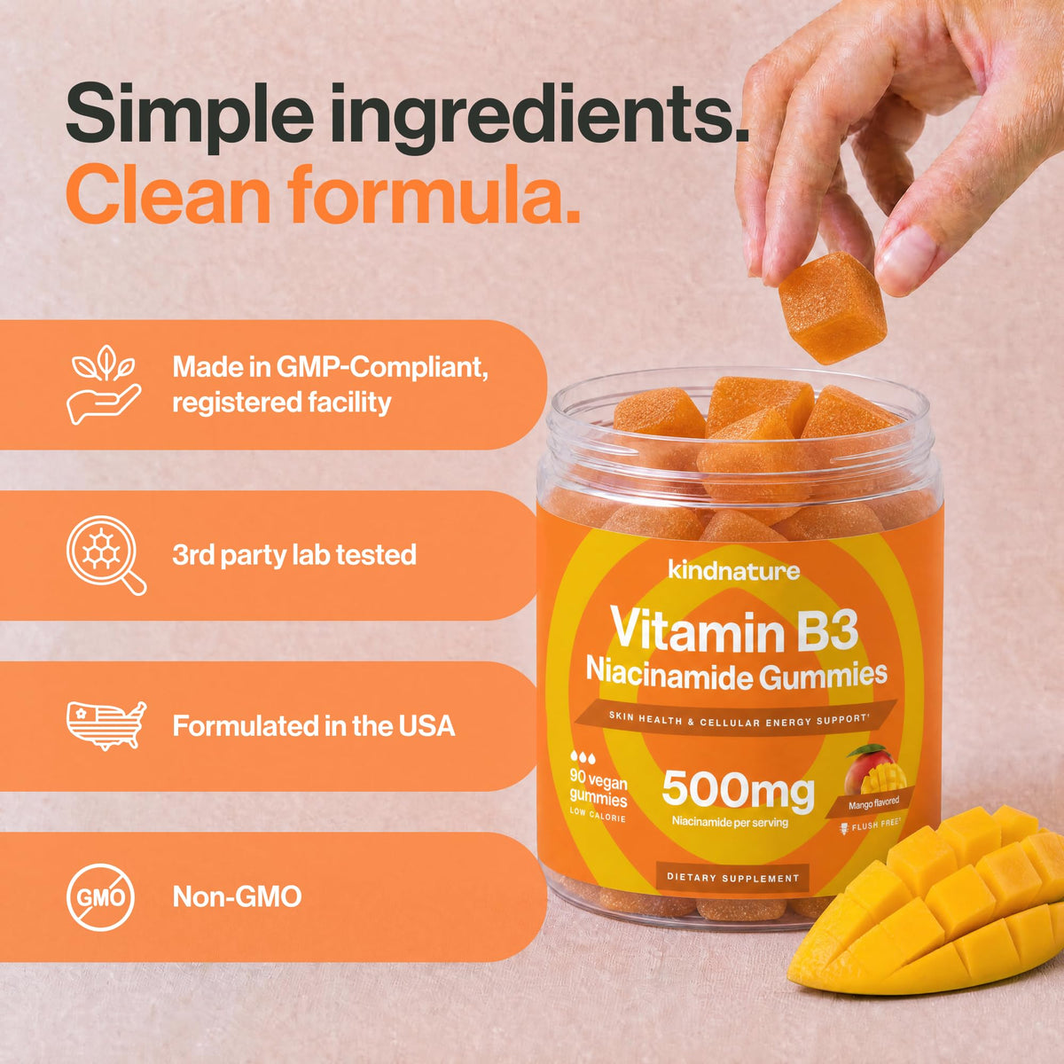 Gummies de Vitamine B3 Niacinamide dans la main d'un utilisateur