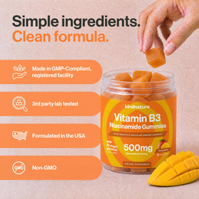 Gummies de Vitamine B3 Niacinamide dans la main d'un utilisateur