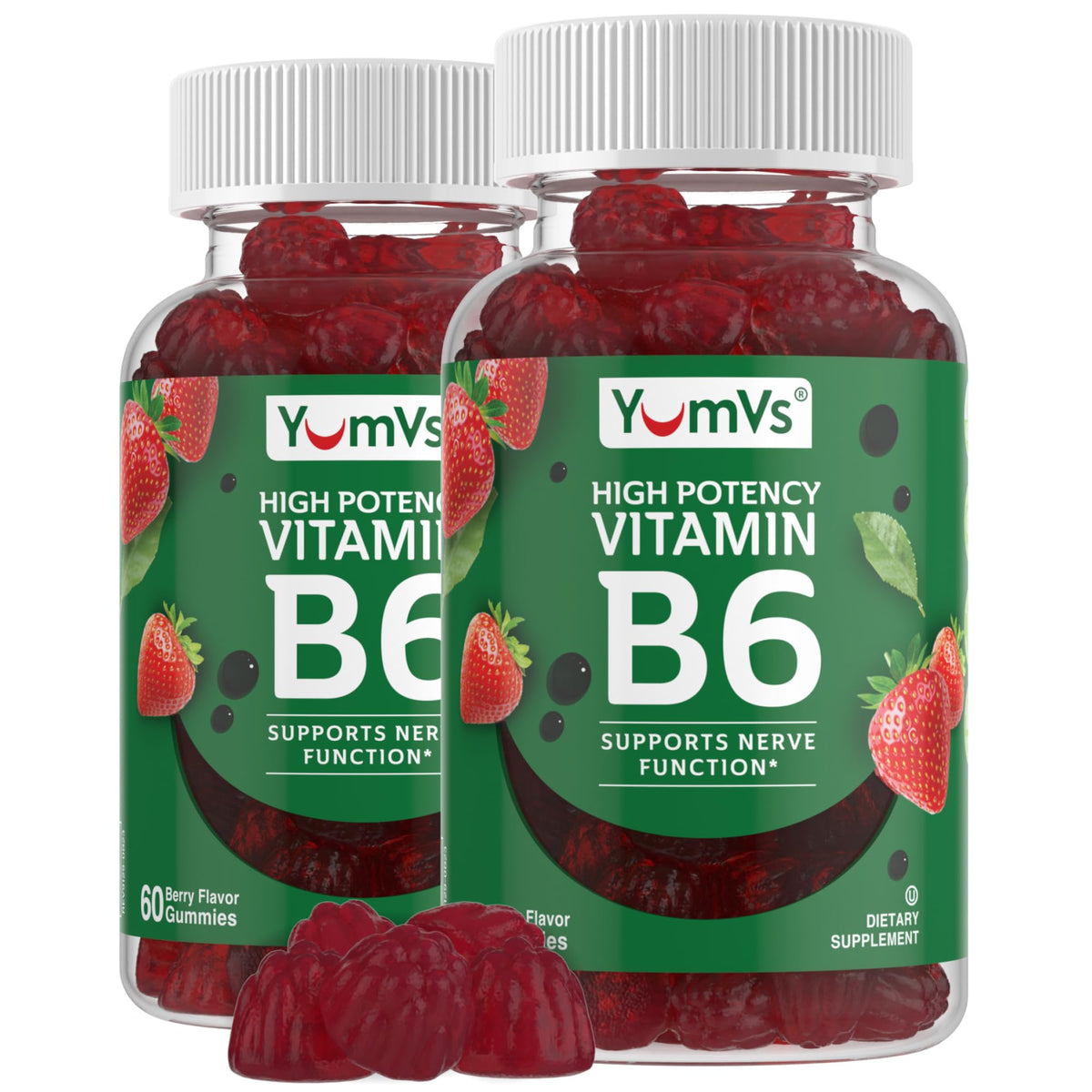 Gummies de vitamine B6 YUM-V'S au goût de fraise, 60 gummies
