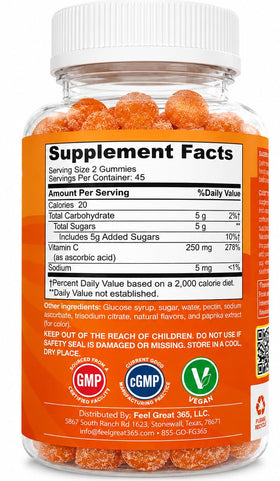 Gummies de Vitamine C 250mg The Feel Great Vitamin Company, à côté d'autres compléments alimentaires