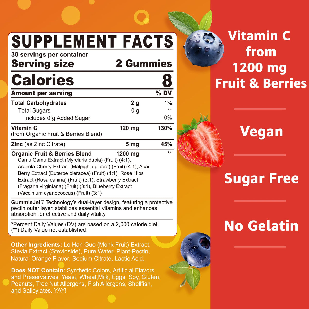 Gummies de Vitamine C Bio Nextdia, vue arrière du paquet