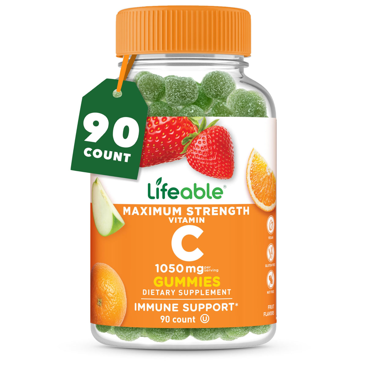 Gummies de Vitamine C Lifeable, bouteille de 90 pièces