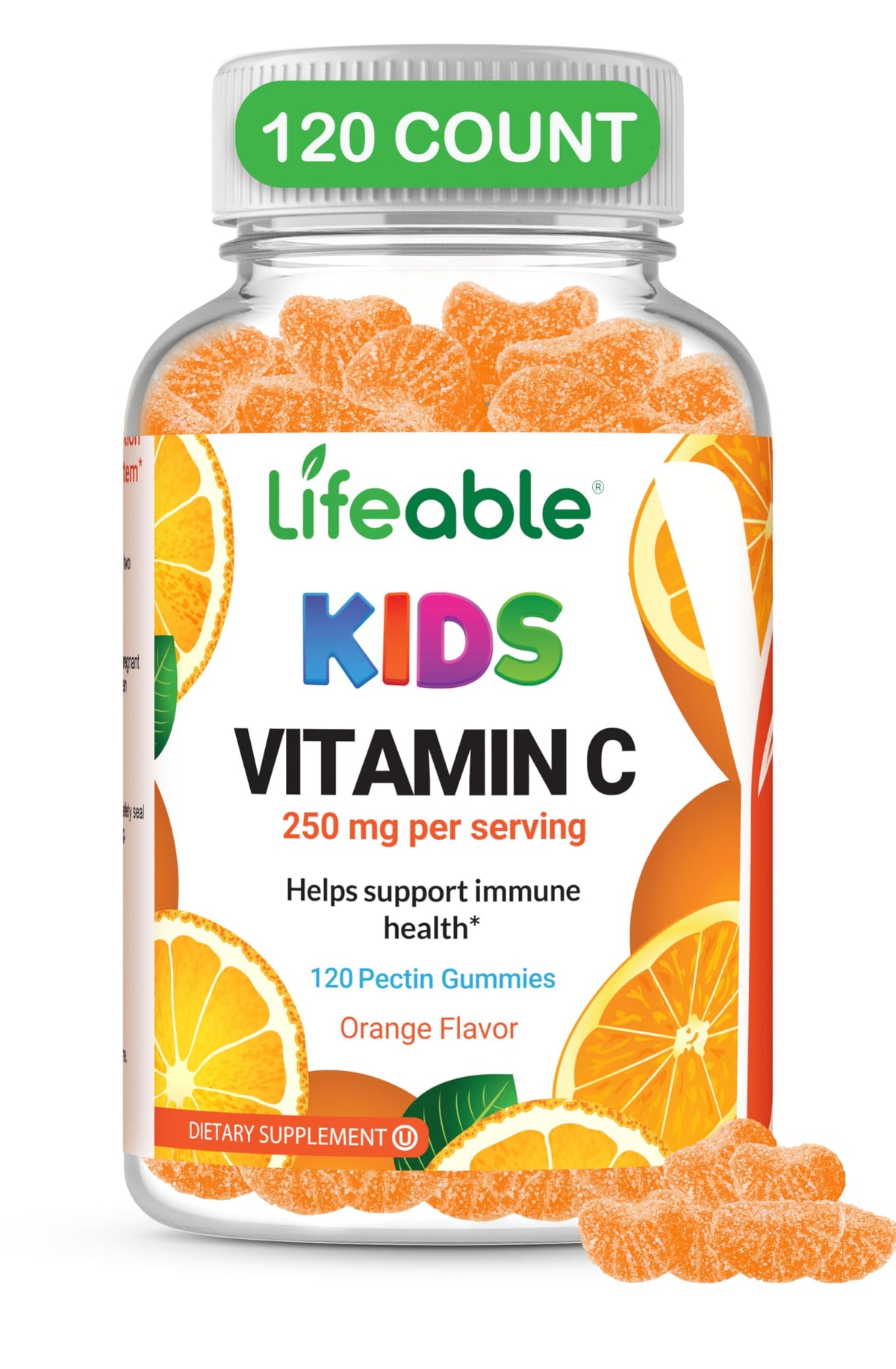 Gummies de Vitamine C Lifeable pour enfants, pot de 120 gummies