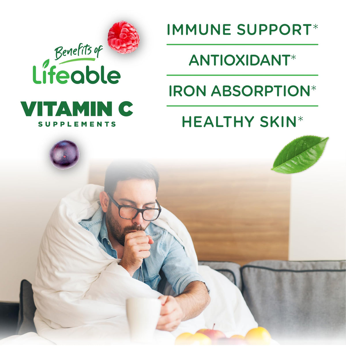 Gummies de Vitamine C Lifeable, trois gummies sur une cuillère