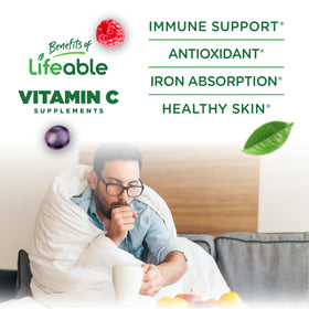 Gummies de Vitamine C Lifeable, trois gummies sur une cuillère