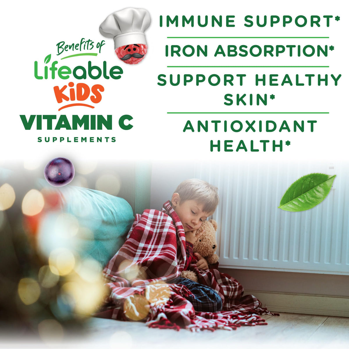 Gummies de Vitamine C Lifeable, vue de face avec étiquette
