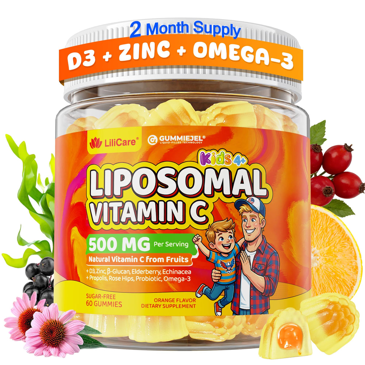 Gummies de vitamine C LILICARE 500mg en boîte vue de face