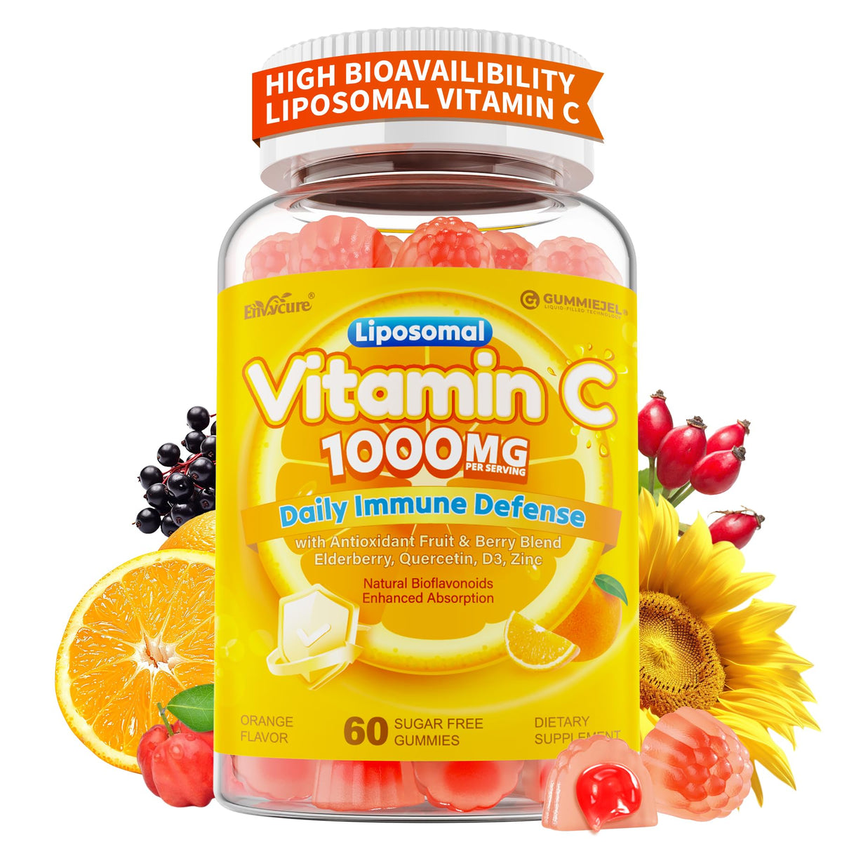 Gummies de Vitamine C Liposomale EnvyCure 1000mg, vue de face