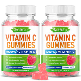 Gummies de vitamine C MEENCCD 1000mg saveur framboise en pot