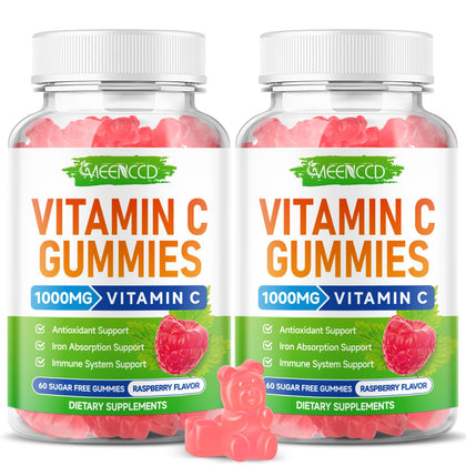 Gummies de vitamine C MEENCCD 1000mg saveur framboise en pot