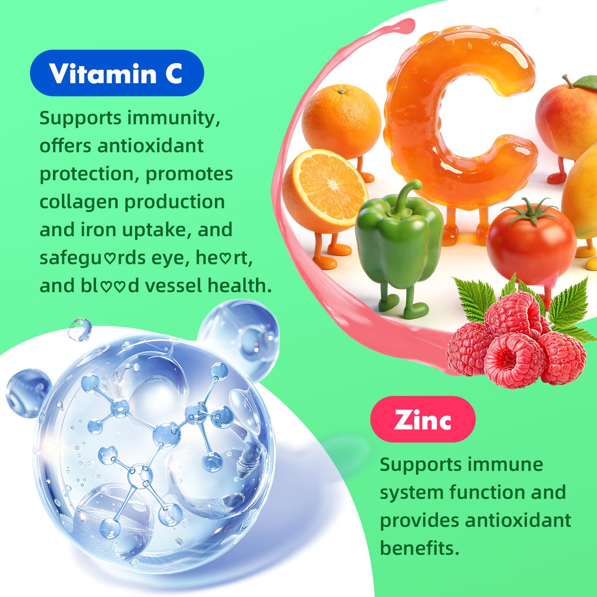 Gummies de vitamine C MEENCCD 120 comprimés vue de dessus