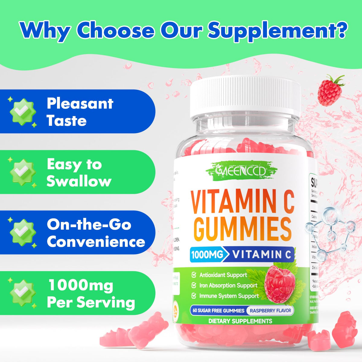 Gummies de vitamine C MEENCCD avec des ingrédients naturels
