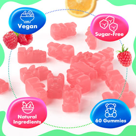 Gummies de vitamine C MEENCCD sur un fond blanc