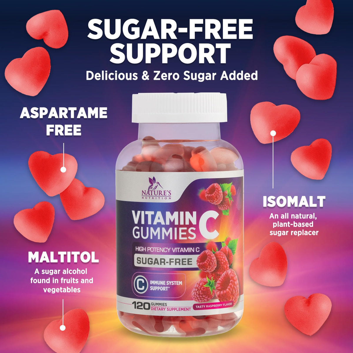 Gummies de Vitamine C Nature's Nutrition, avec des fruits frais