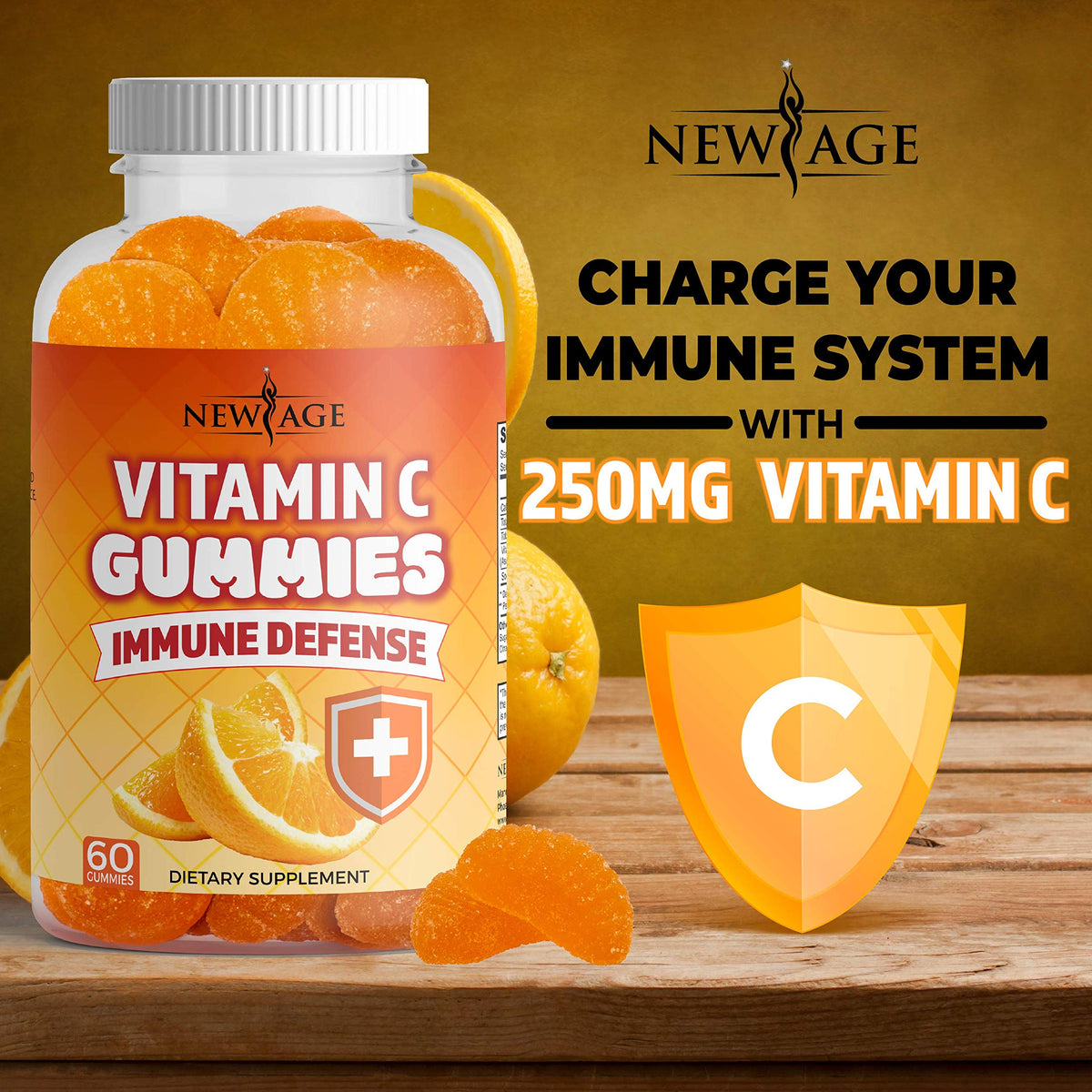 Gummies de Vitamine C NEW AGE avec une vue de près