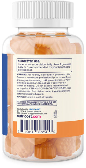 Gummies de vitamine C Nutricost avec bouchon de sécurité pour enfants