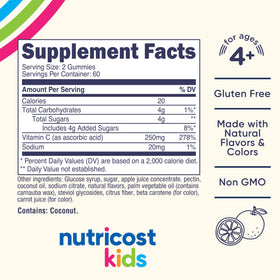 Gummies de vitamine C Nutricost avec goût orange à l'intérieur