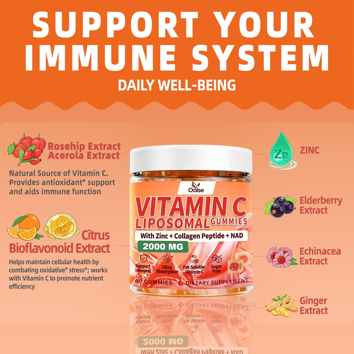 Gummies de Vitamine C OALSE avec ingrédients naturels
