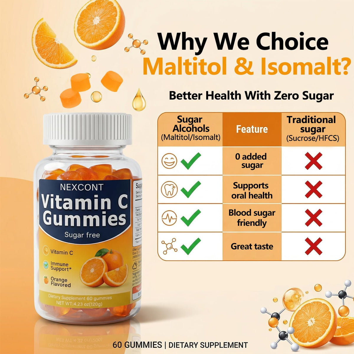 Gummies de Vitamine C Oopeatol, emballage ouvert avec gummies visibles