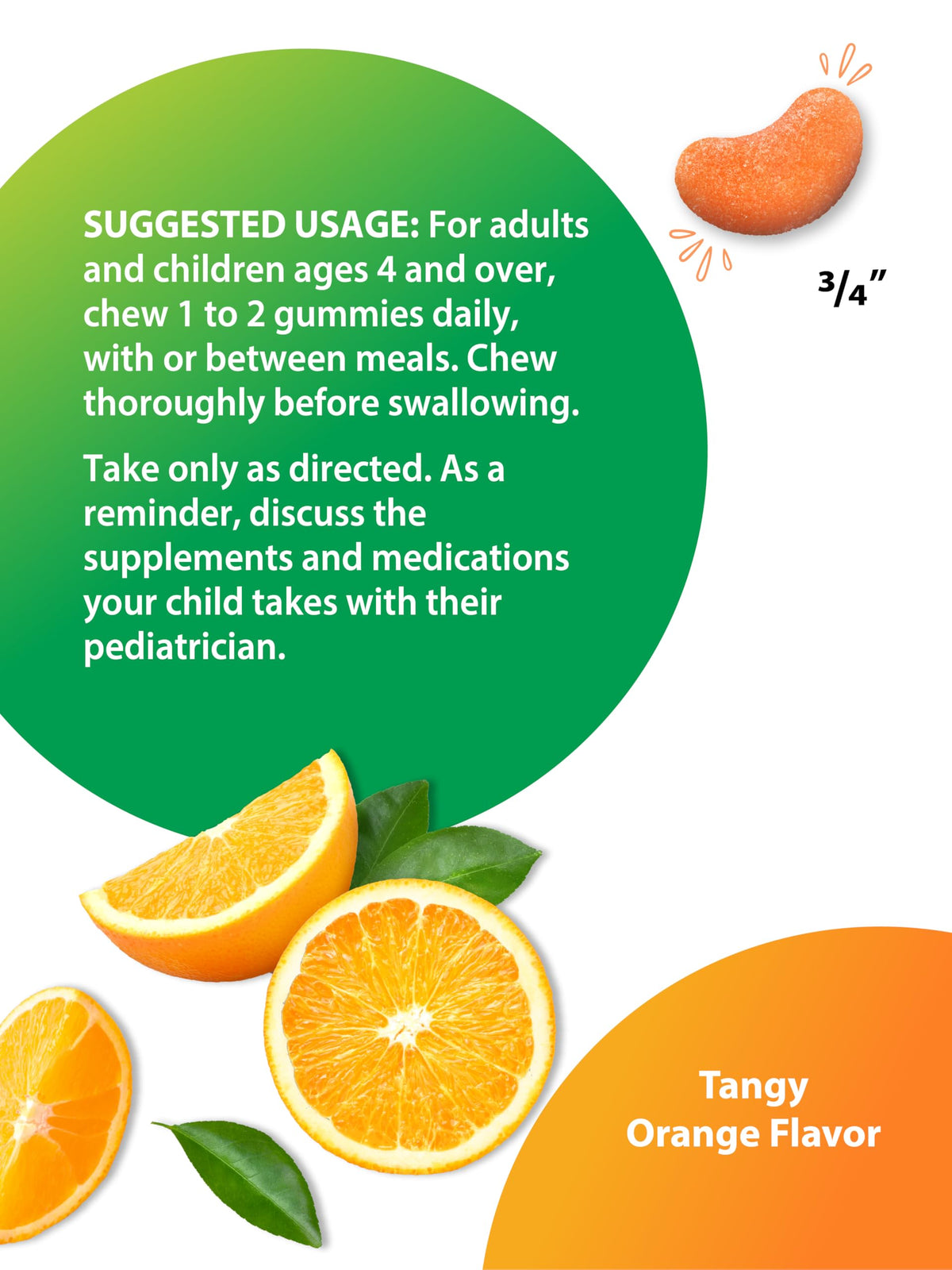 Gummies de Vitamine C Rainbow Light, arrière de l'emballage