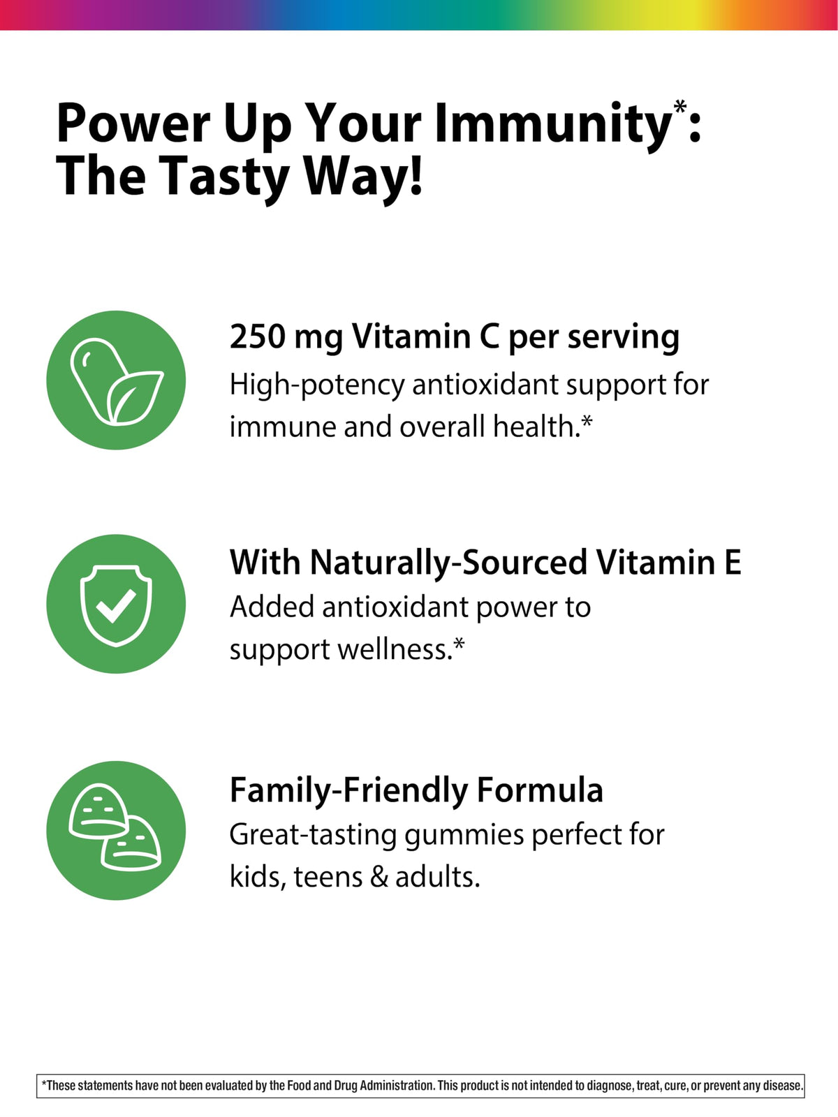 Gummies de Vitamine C Rainbow Light, portion dans la main