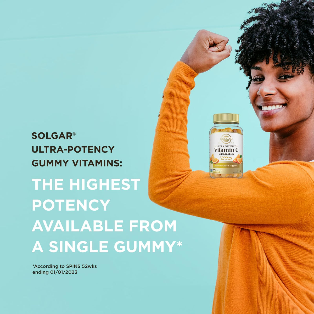 Gummies de Vitamine C Solgar 1 000 mg, gummies dans une main
