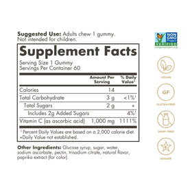 Gummies de Vitamine C Solgar 1 000 mg, gummy orange sur fond blanc