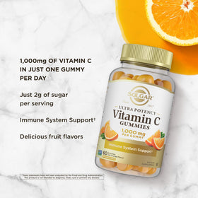 Gummies de Vitamine C Solgar 1 000 mg, vue de côté du pot