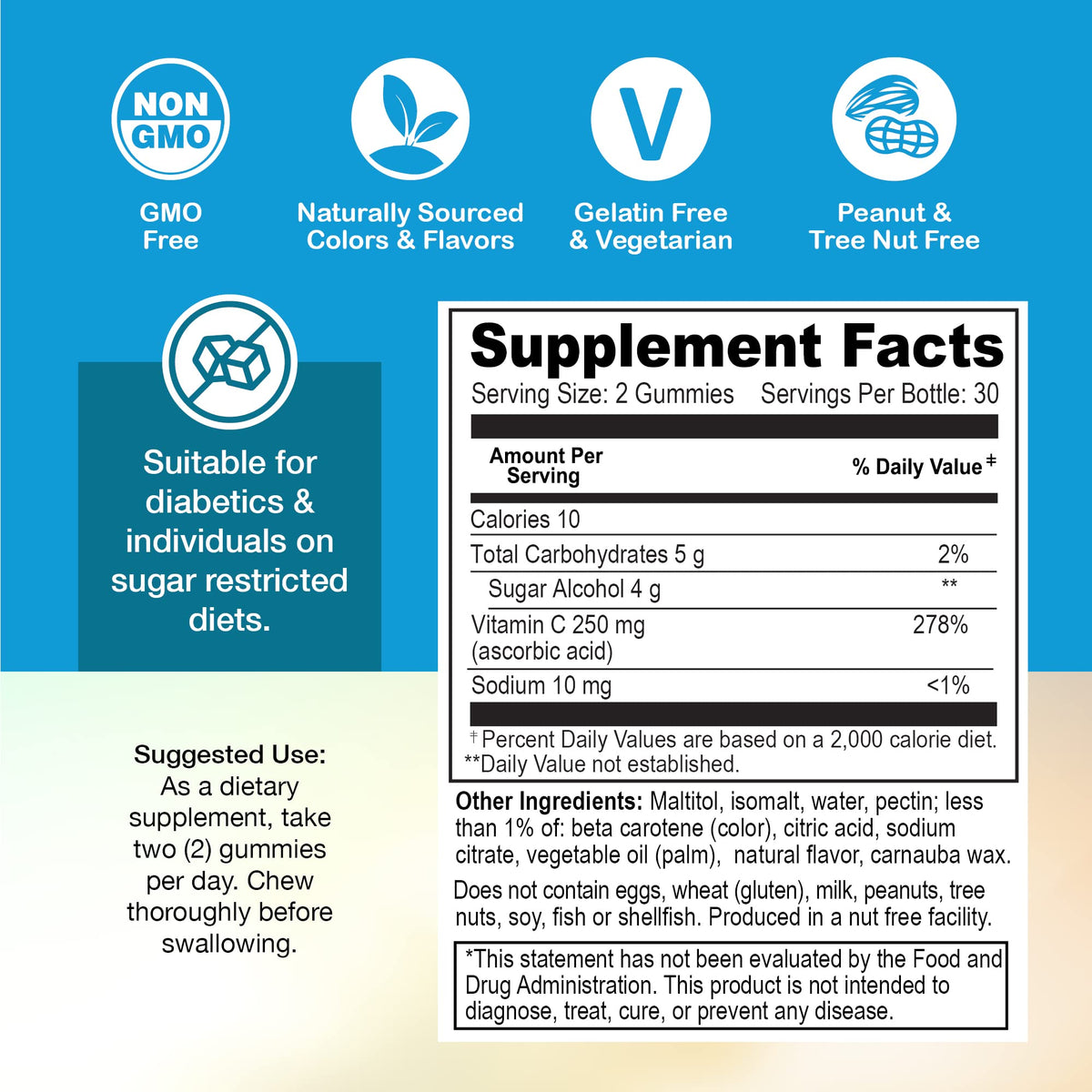 Gummies de vitamine C YUM-V'S 250 mg, vue de côté