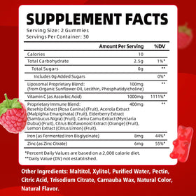 Gummies de vitamine C YUULAI, vue de côté montrant la texture des gummies