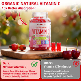 Gummies de vitamine C YUULAI, vue de l'arrière de l'emballage