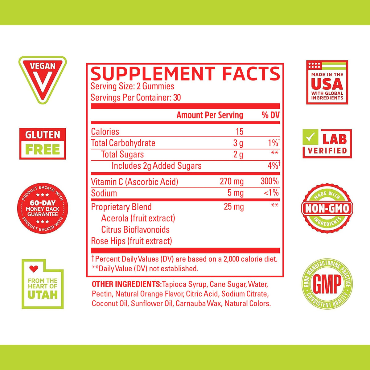 Gummies de Vitamine C ZHOU en vue de face
