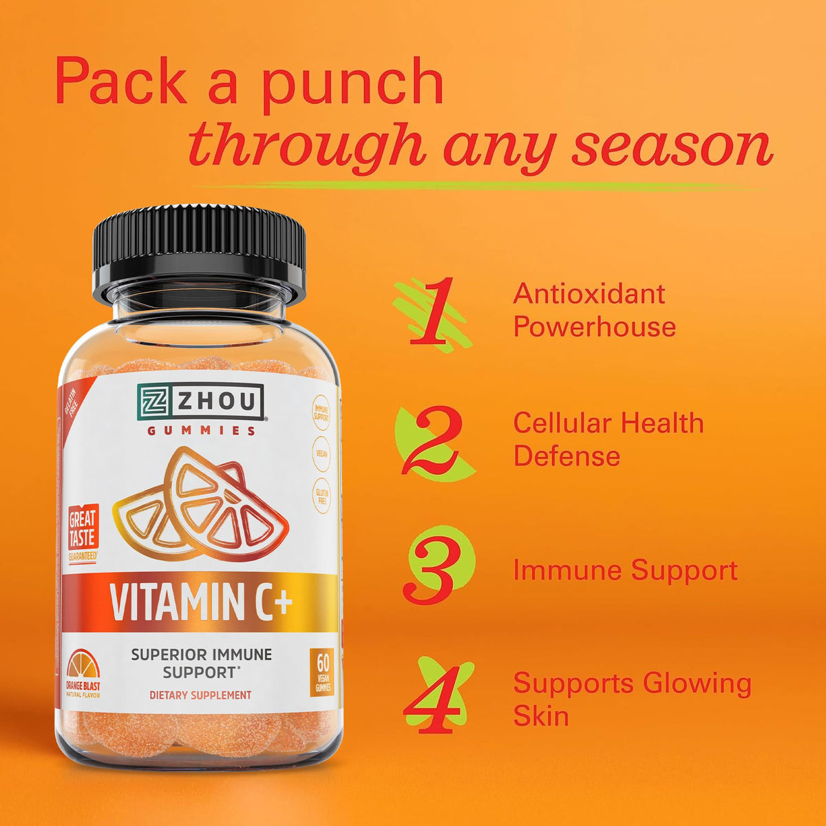 Gummies de Vitamine C ZHOU sur une table