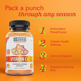 Gummies de Vitamine C ZHOU sur une table