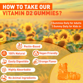 Gummies de Vitamine D2 duwhot, flacon ouvert avec chews