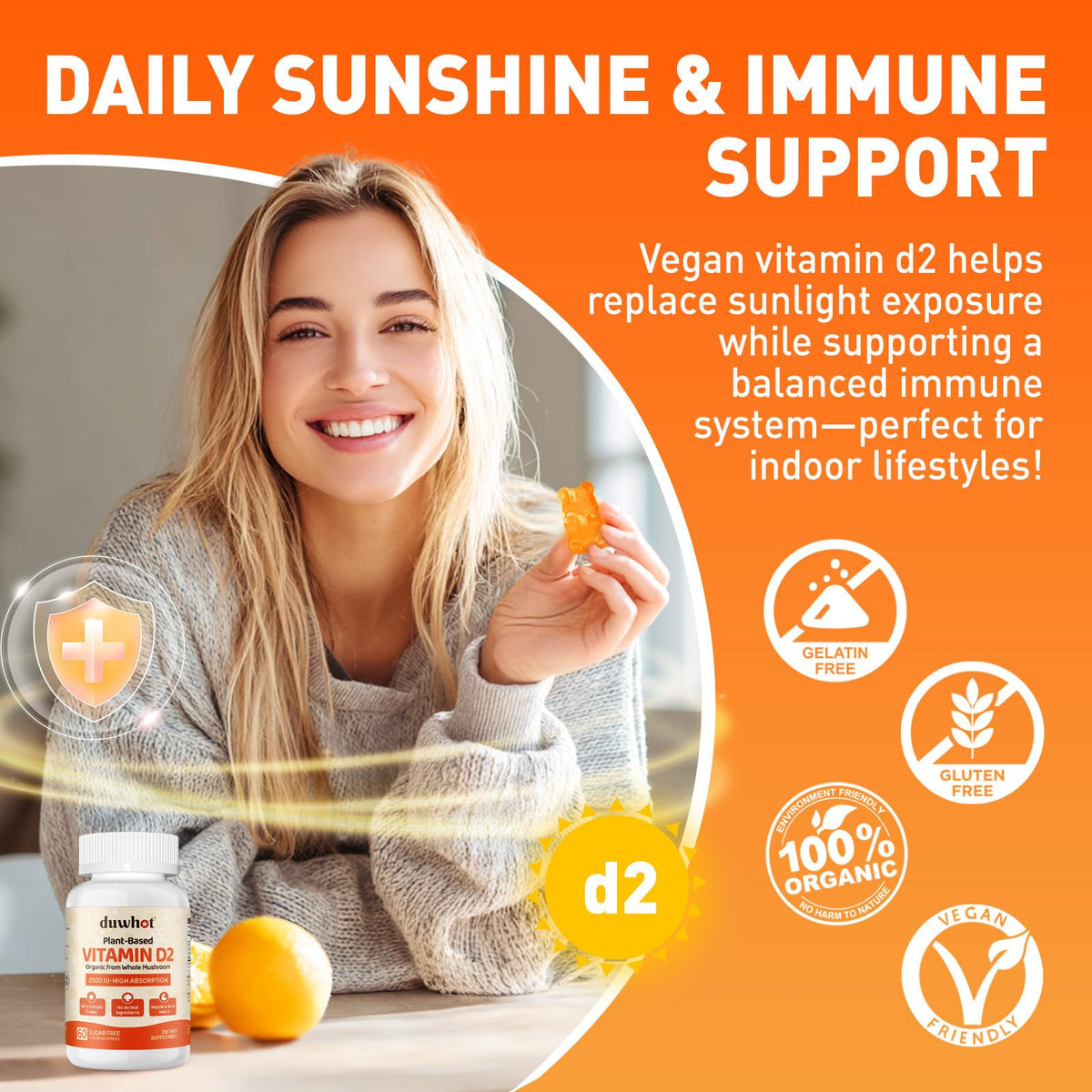 Gummies de Vitamine D2 duwhot, vue de dessus