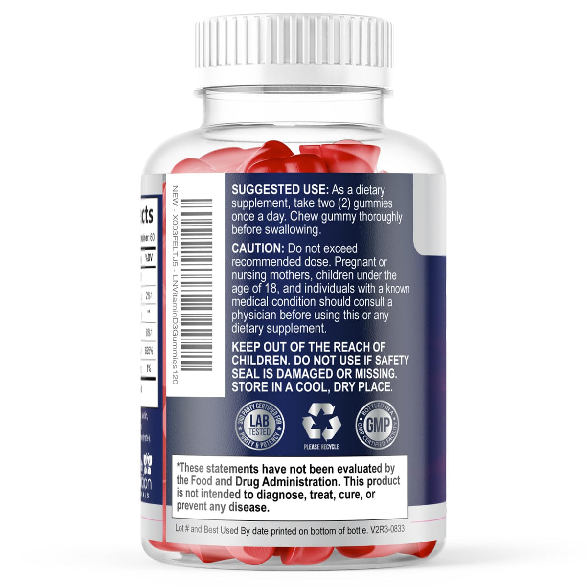 Gummies de Vitamine D3 125 mcg - présentation sur une table