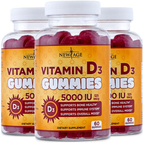 Gummies de Vitamine D3 5000 IU NEW AGE, vue avant du paquet