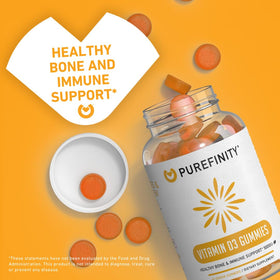 Gummies de Vitamine D3 5000 IU PUREFINITY, présentation des gummies