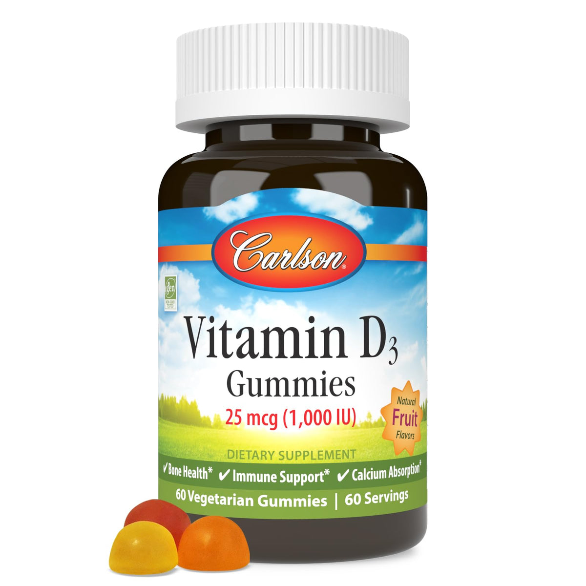 Gummies de vitamine D3 Carlson, 60 gummies en boîte