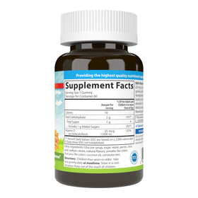 Gummies de vitamine D3 Carlson avec fruits frais en arrière-plan