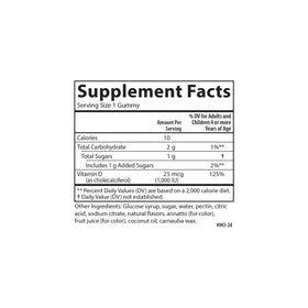 Gummies de vitamine D3 Carlson en forme de fruits, assortiment de saveurs
