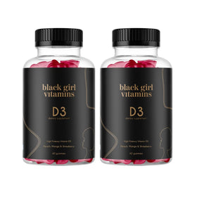 Gummies de vitamine D3 de Black Girl Vitamins, paquet de 60 gummies, saveurs pêche, mangue et fraise