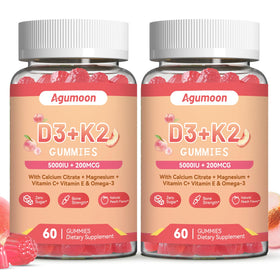 Gummies de vitamine D3 K2 Agumoon en pot de 120 unités