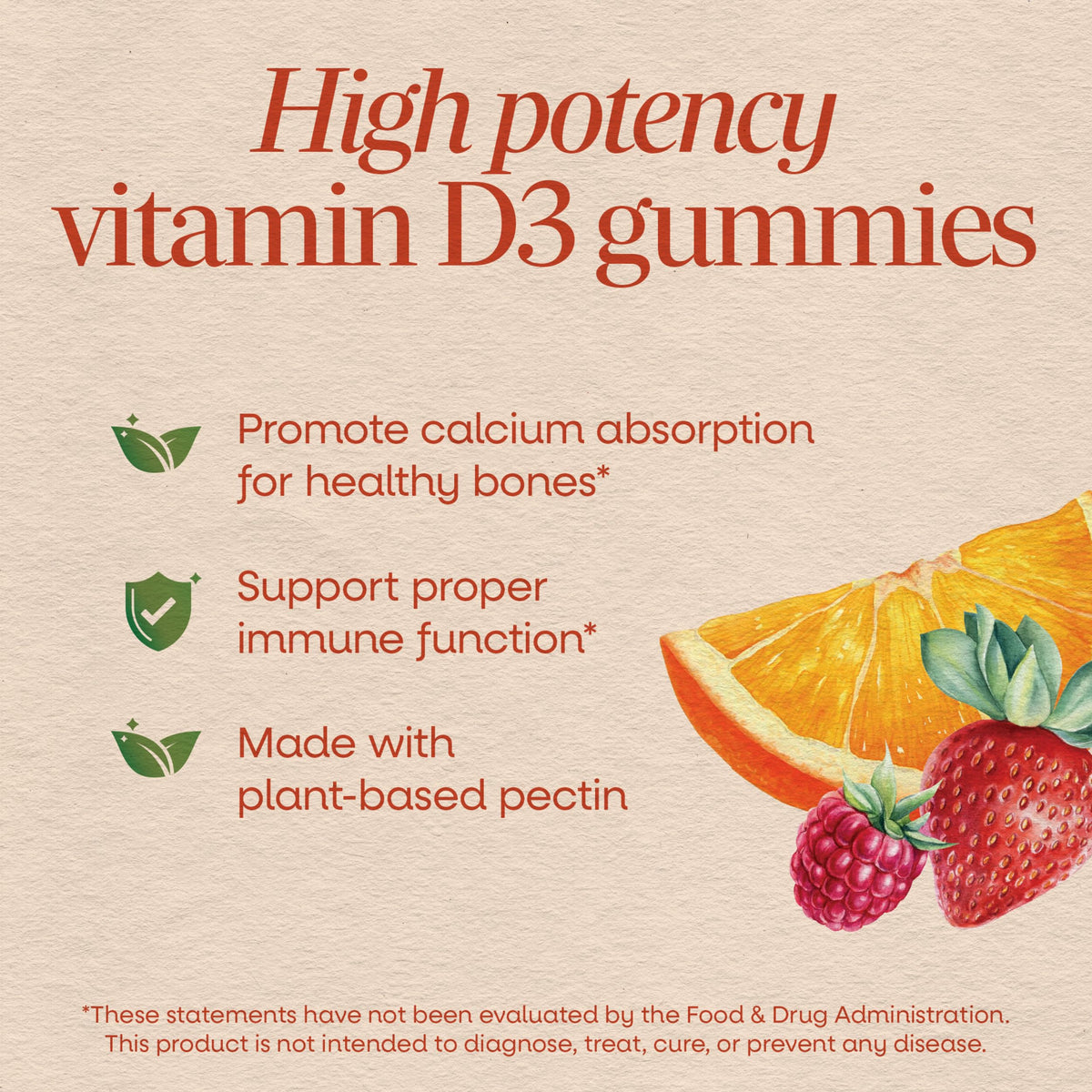 Gummies de vitamine D3 Nature's Way, détail des gummies fruitées