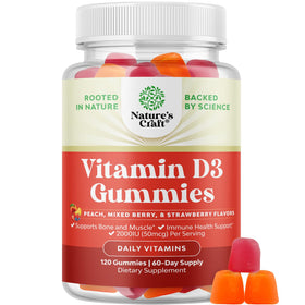 Gummies de vitamine D3 Natures Craft en bouteille, 120 unités