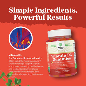 Gummies de vitamine D3 Natures Craft, présentation sur fond neutre