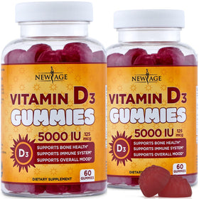 Gummies de Vitamine D3 NEW AGE 5000 IU, vue de face
