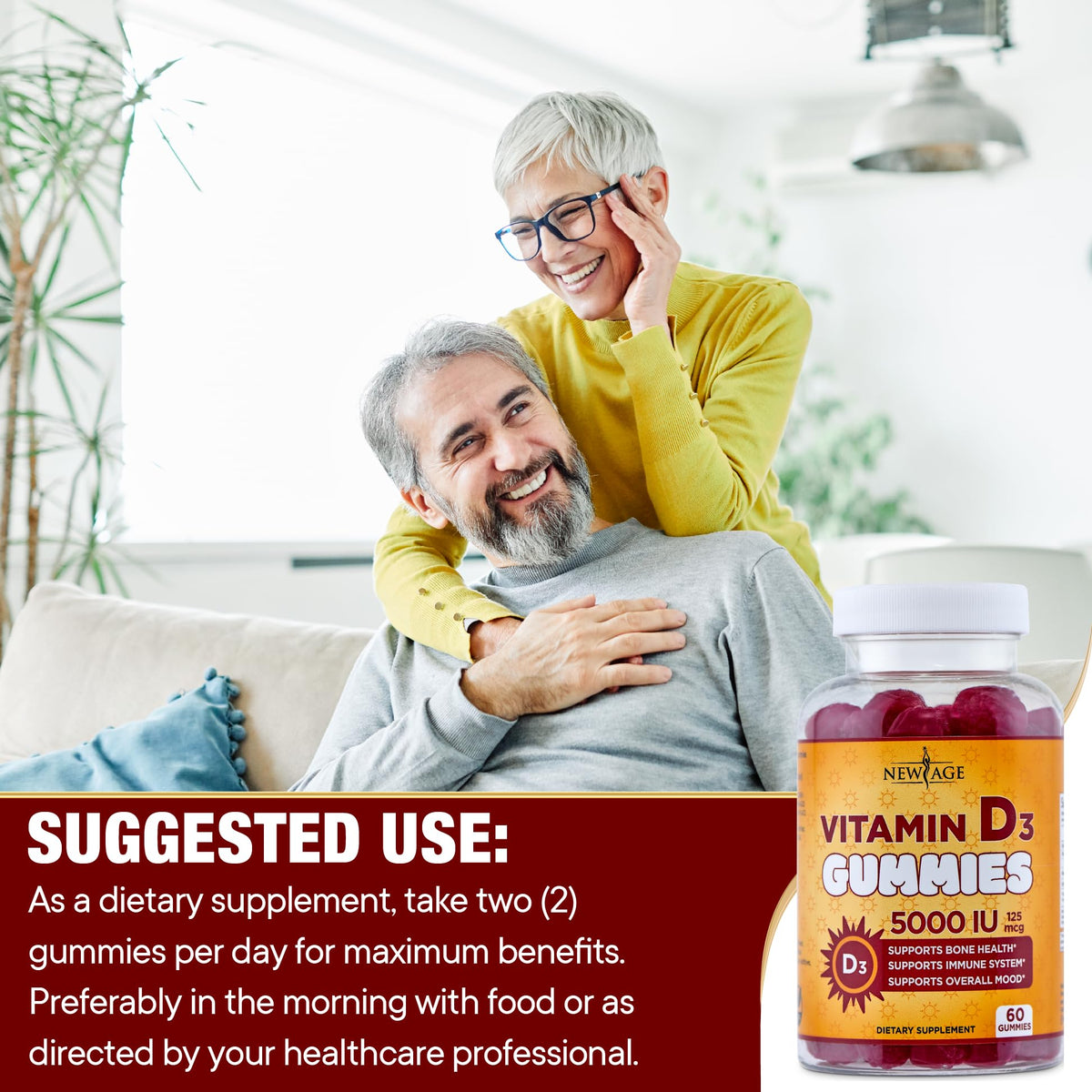 Gummies de Vitamine D3 NEW AGE, fabriquées aux États-Unis