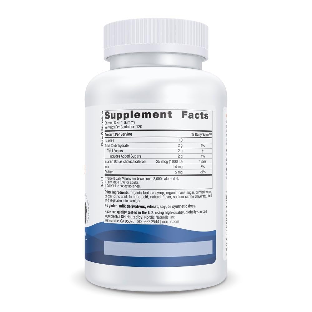 Gummies de Vitamine D3 Nordic Naturals avec saveur de baies sauvages, emballage